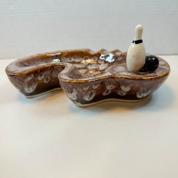 Vintage Ceramic Bowling Ashtray ELBRO JAPAN 989 Glazed Pin Ball Collectible - Picture 5 of 7